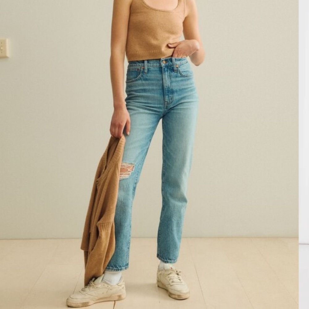 Madewell Perfect Vintage Distressed Straight Leg Jeans 26